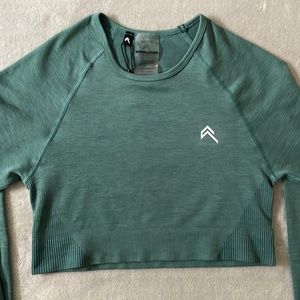 Oner Active Classic 2.0 Seamless Long Sleeve Crop Top — Mineral Green Marl